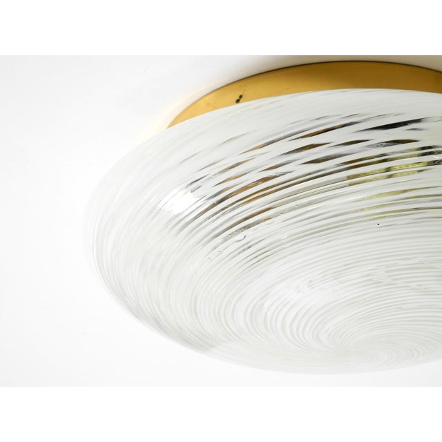 Metal Swirl Flush Mount in Glass and Brass Base, 1980s For Sale - Image 7 of 18