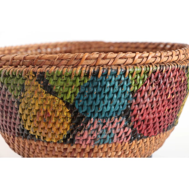 Rustic Antique Fruit-Painted Basket With Lid For Sale - Image 3 of 10