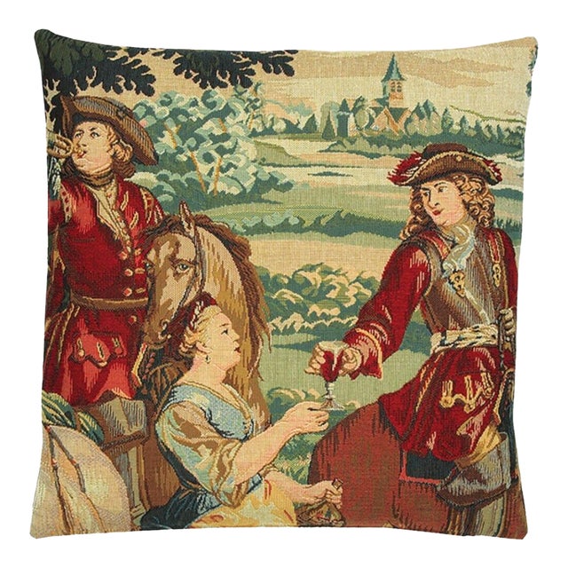 The Gallant Riders Tapestry Cushion With Feather Filler - 46x46cm (18"x18") For Sale