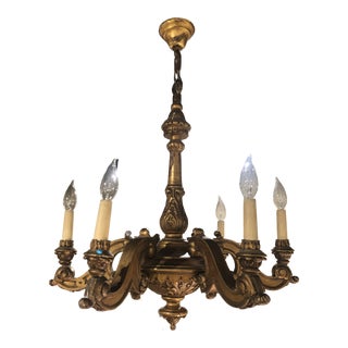 Early 20th Century Italian Giltwood Carved Chandelier For Sale
