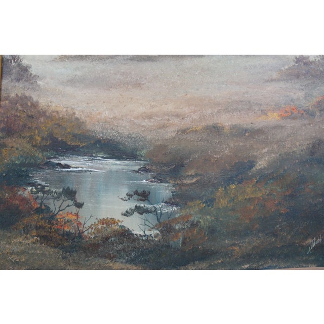 Vintage Realist Woodland Oil Landscape Painting Signed and Framed For Sale - Image 9 of 13