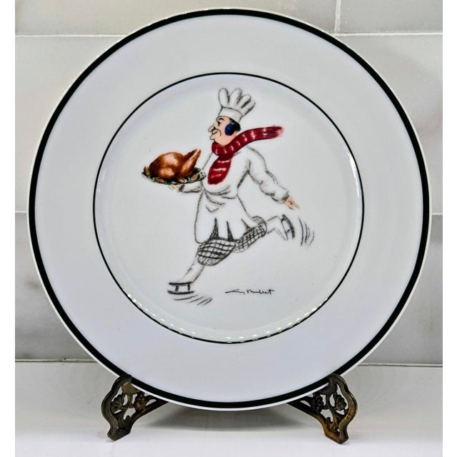 Vintage Guy Buffet Skating Chefs German Porcelain Dessert Plates, Set of 6 For Sale - Image 4 of 15