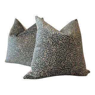 “Leo” in Emerald Green Animal Spot Pillows- a Pair For Sale