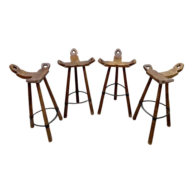 Vintage Brutalist Spanish Bar Stools For Sale