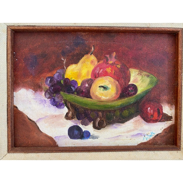 Farmhouse 1990s Oil-on-Canvas Fruit Still Life by Ruth For Sale - Image 3 of 5