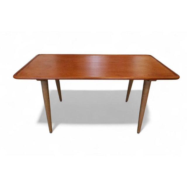 Wood AT11 Coffee Table in Solid Teak with Oak Legs by Hans J. Wegner For Sale - Image 7 of 12