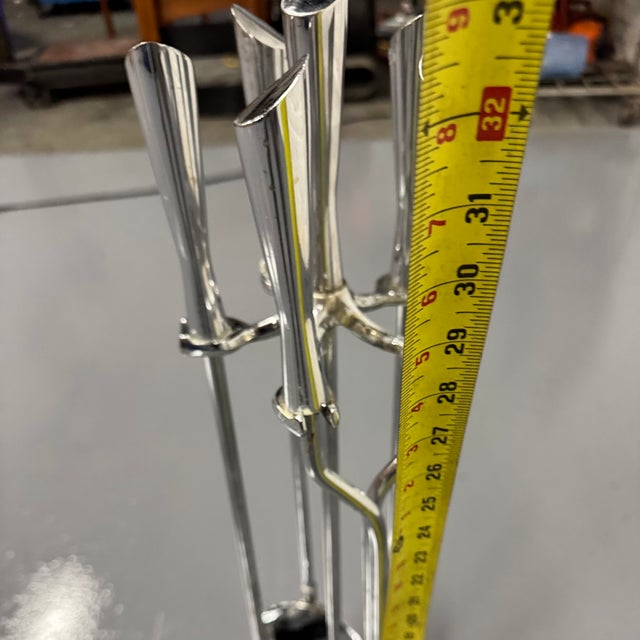 MCM Chrome Fireplace Tool Set For Sale - Image 9 of 12