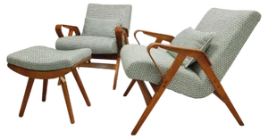 Mid-Century Modern Tatra Armchairs with Footrest, Former Czechoslovakia, 1960s, Set of 3