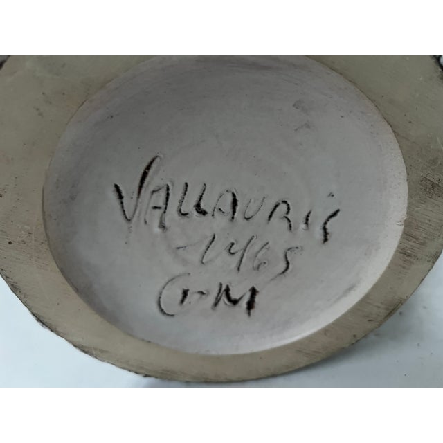 Black Footed Vase with Lava Decoration by Marius Giuge for Vallauris For Sale - Image 8 of 9