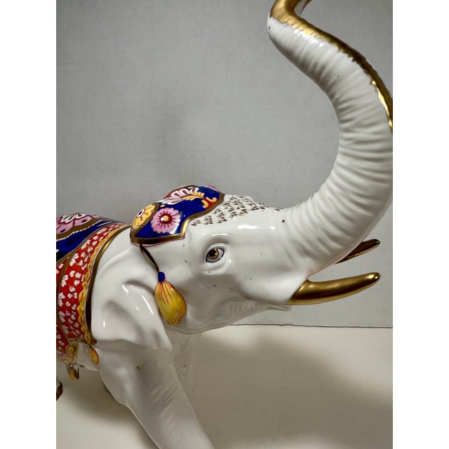 Vintage Rudolf Kammer Volkstedt Germany Hand Painted Elephant Porcelain Figurine For Sale In Los Angeles - Image 6 of 11