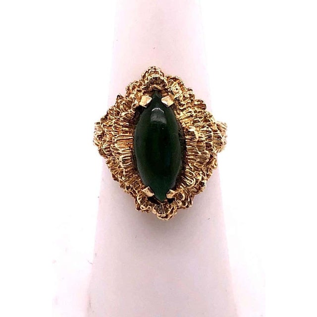 Modern 14 Karat Yellow Gold Fashion Jade Ring For Sale - Image 3 of 11