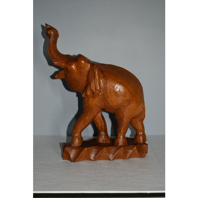 Vtg. Carved Wood Elephant Statue For Sale - Image 12 of 13
