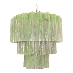 Large Murano Style Chandelier - 52 Green Alabaster Tubes