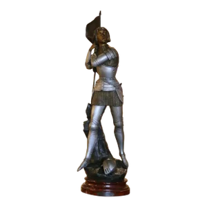 Early 20th Century French Joan-Of-Arc Patinated Spelter Figure by Ernest Legrand