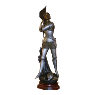 Early 20th Century French Patinated Spelter Joan of Arc by Ernest Legrand For Sale