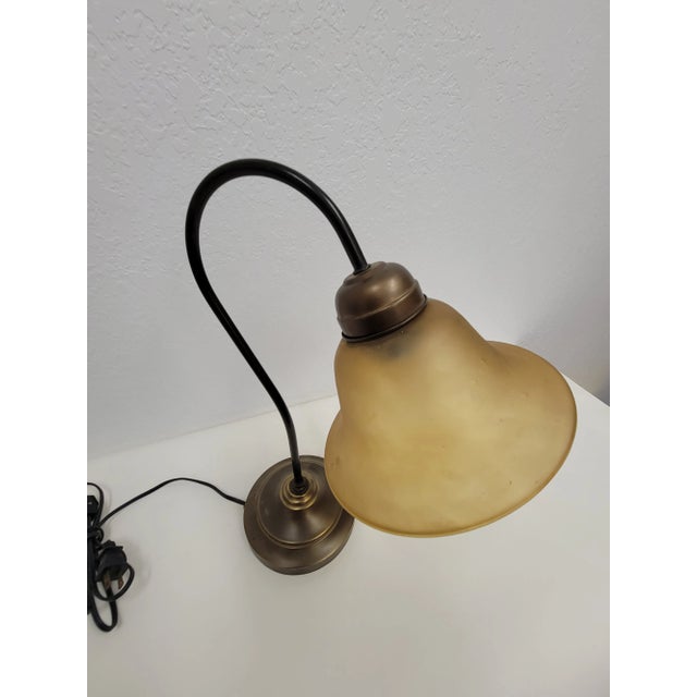 1960s VIntage Desk Lamp With Amber Mixed Glass Glow Shade For Sale - Image 5 of 11
