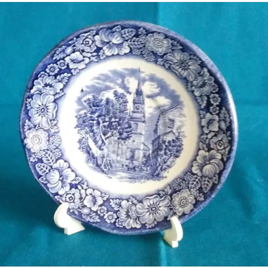 Cute little Blue & White English piece with interesting "Old North Church" transfer that mixes well with any Blue & White...