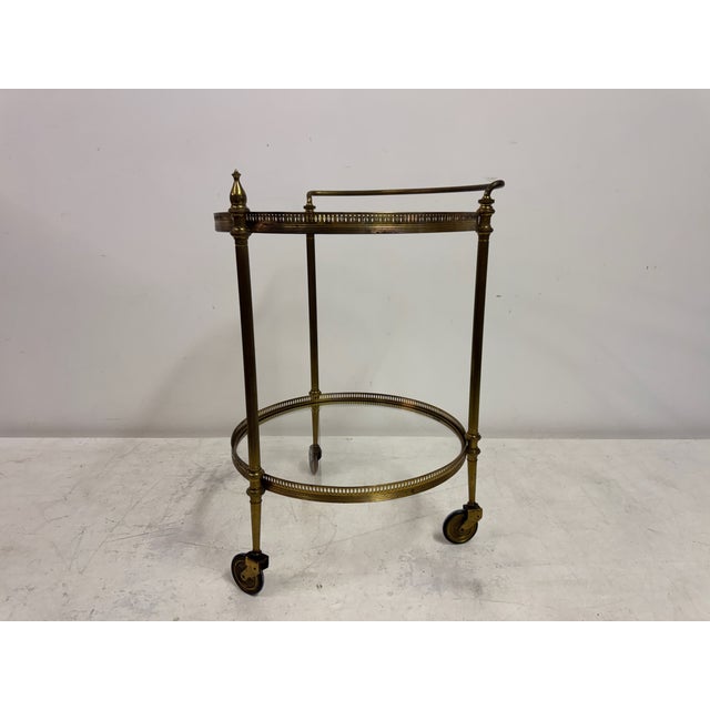 Drinks trolley or bar cart Brass Two glass shelves Good quality 1960s/1970s France