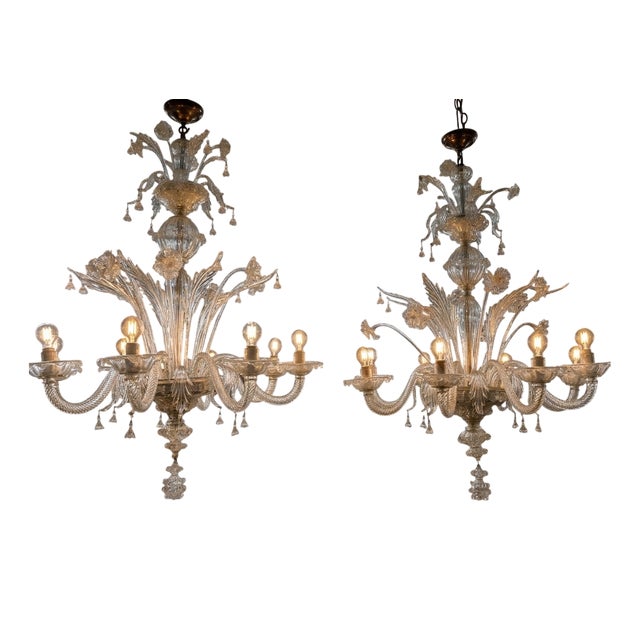 Vintage Murano Chandeliers, 1920s, Set of 2 For Sale