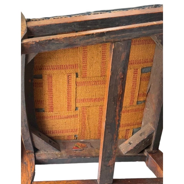 Early 1900’s Stomps-Burkhardt Co, American Edwardian-Era /Tiger Oak / Leather Upholstery Dinning Chair Set of 6 For Sale - Image 11 of 12