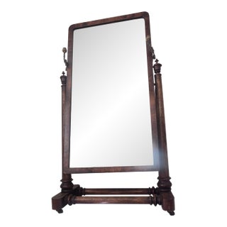 19th Century Cheval Floor Mirror With Brass Candle Arms For Sale