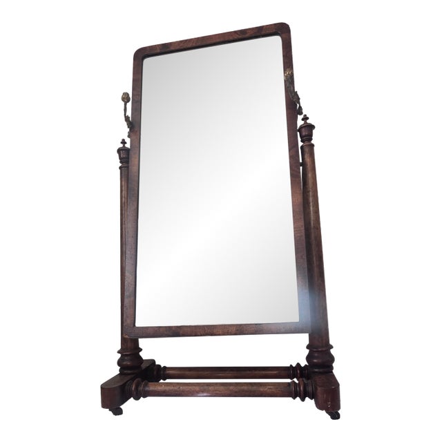 19th Century Cheval Floor Mirror With Brass Candle Arms For Sale