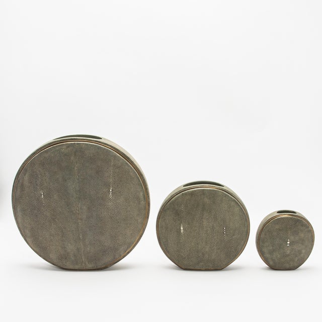 Metal Shagreen Vase With Brass Details by R&y Augousti For Sale - Image 7 of 7