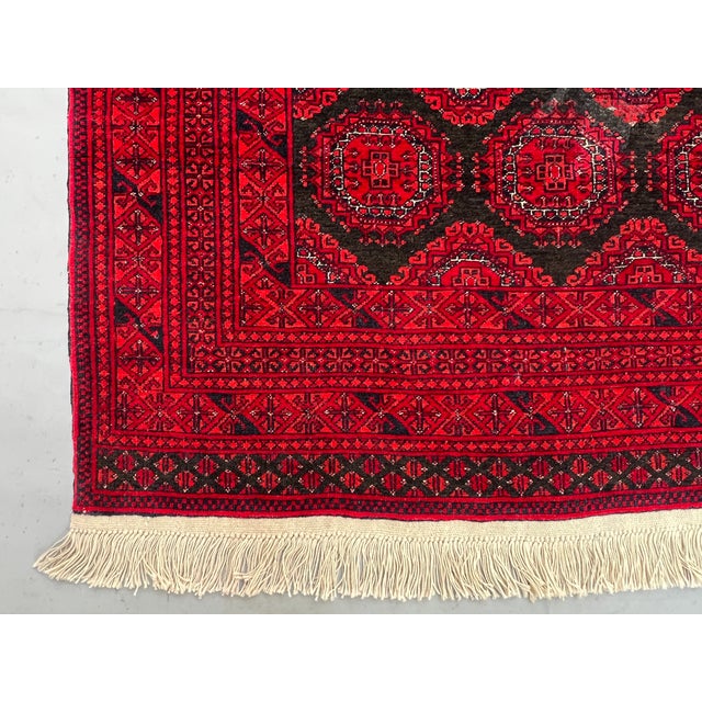 Textile Vintage Afghan Ersari Turkmen Bokhara Gul Rug - 6'3" X 4'0" For Sale - Image 7 of 13