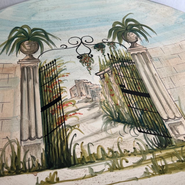 Traditional Italian Hand Painted Round Ceramic Wall Plate For Sale - Image 3 of 10