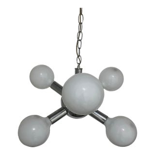 Mid 20th Century Modern Chrome Sputnik Style Swag Lamp Chandelier For Sale