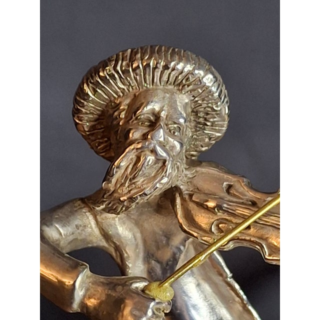 Vintage Sterling Silver 925 Fiddler on the Roof Figurine on Marble Base 6.5" For Sale - Image 15 of 18