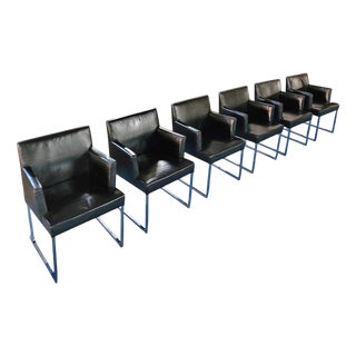 S58 Solo Chairs in Black Leather by Antonio Citterio for B&B Italia, Set of 6 For Sale