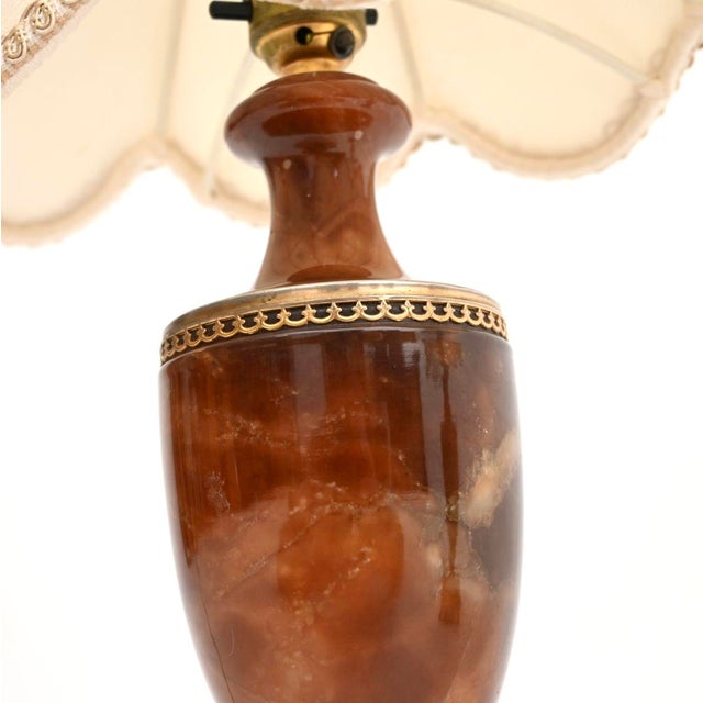 Metal Antique Italian Alabaster Table Lamps, 1950s, Set of 2 For Sale - Image 7 of 11