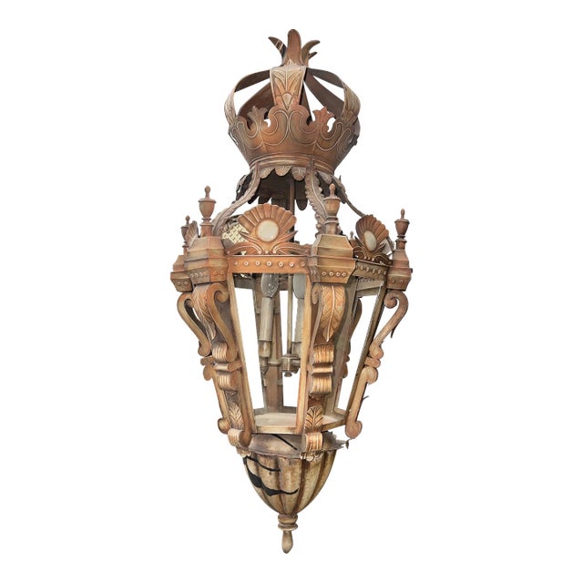 1940s Large Spanish Lantern Pendant Light For Sale