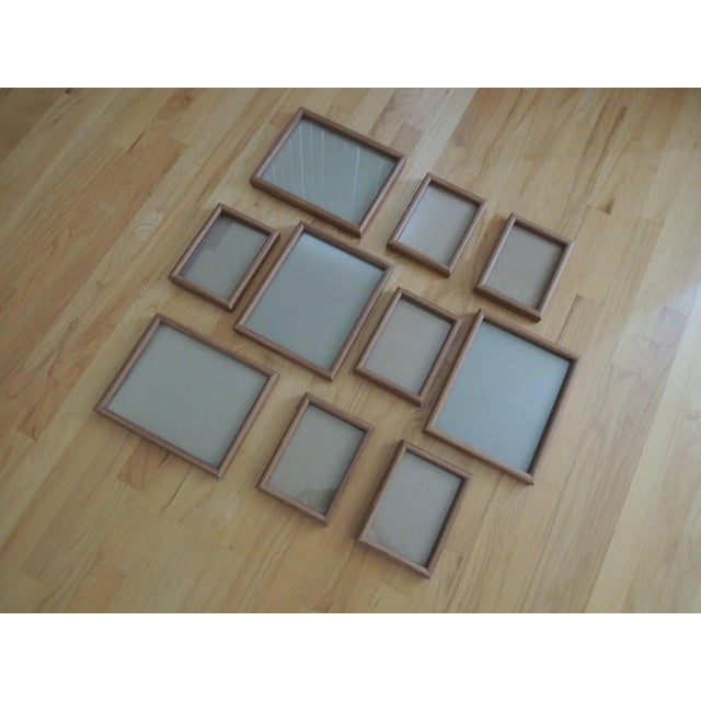 Mid-Century Modern Oak Wood Frames 4 Large 6 Small Picture Photo Art Frames With Plexiglass Lot of 10 VTG 70s For Sale - Image 3 of 9