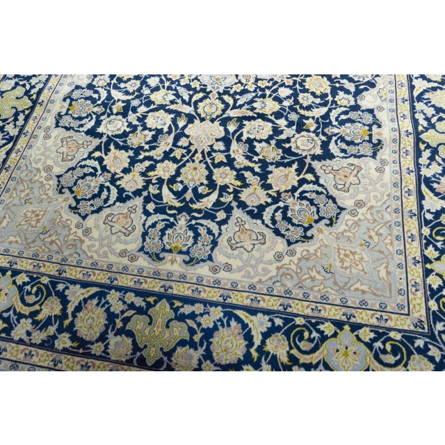 Textile Kashan Oriental Rug in Blue & Cream For Sale - Image 7 of 13