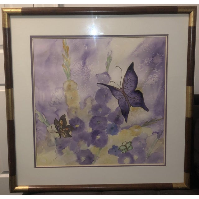 1980s Large Framed Original Watercolor Painting "Papillion" by Eleanor Eastwood For Sale - Image 9 of 11