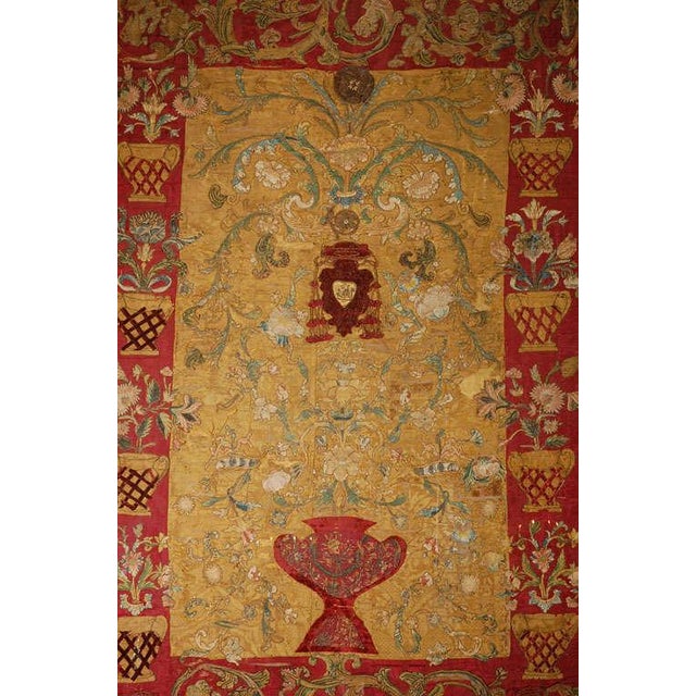 17th Century Italian Silk Textile Wall Hanging in Baroque Style For Sale - Image 9 of 10