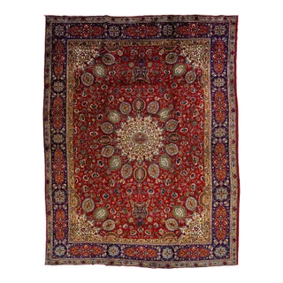 Hand-Knotted Persian Tabriz Vintage Wool Rug in Red With Allover Design For Sale