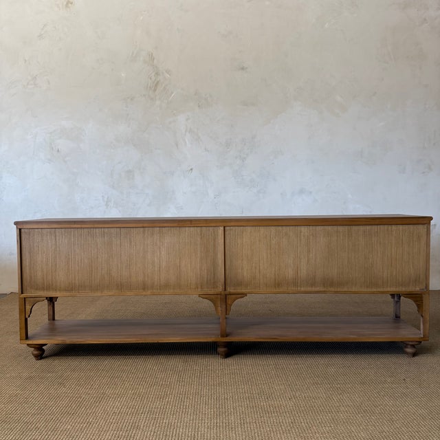 Lucy Reclaimed Elm Wood Console With 18 Drawers in Natural Finish For Sale - Image 15 of 16