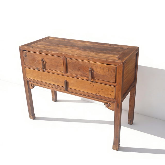 Chinese Antique Chinese Three-Drawer Side Table For Sale - Image 3 of 5