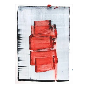 Contemporary Abstract Acrylic on Hahnemühle Paper Painting "Soft Red 3" by Emma Godebska
