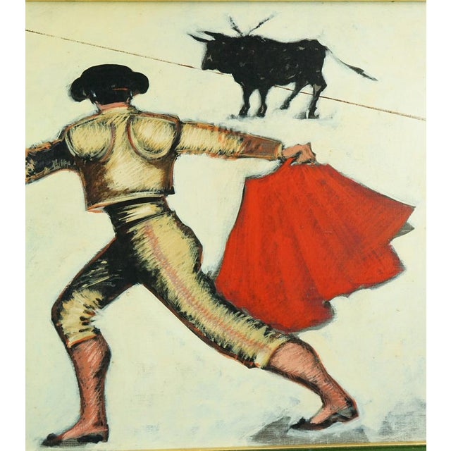 1970s Gilberto Filibeck, Bullfighter with a Bull in a Bullfight, 20th Century, Oil on Canvas For Sale - Image 5 of 17