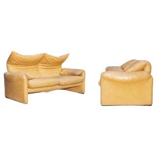 Maralunga Sofas by Vico Magistretti for Cassina, Italy, 1970s, Set of 2 For Sale
