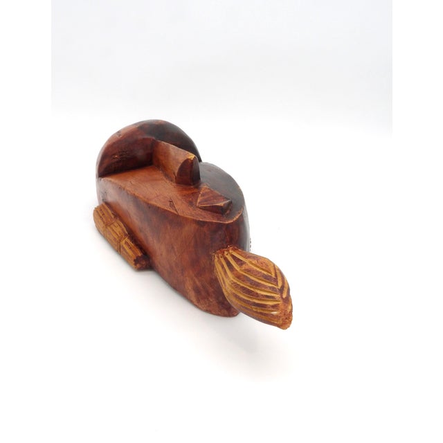 African Hand-Carved African Mask Vintage 15" Wood Wall Hanging For Sale - Image 3 of 10