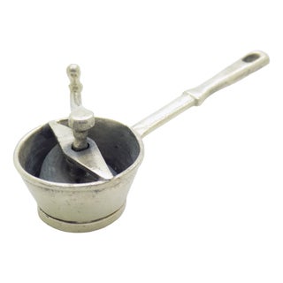 Vintage Italian Handmade Sterling Silver 925 Moving Food Mill Passapomodori Miniature, Arezzo, 1970s For Sale