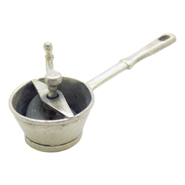 Vintage Italian Handmade Sterling Silver 925 Moving Food Mill Passapomodori Miniature, Arezzo, 1970s For Sale