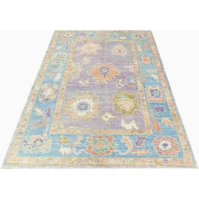 2020s Handwoven Turkish Oushak Area Rug 4'0" × 6'1" For Sale - Image 5 of 13