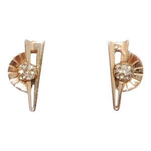 1948 Vintage Boucher Phrygian Cap Modernist Rhinestone Clip Earrings- 2 Pieces