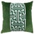 Stunning emerald green velvet pillow by Lacefield Designs, accentuated by a pretty fretwork stripe down the center....
